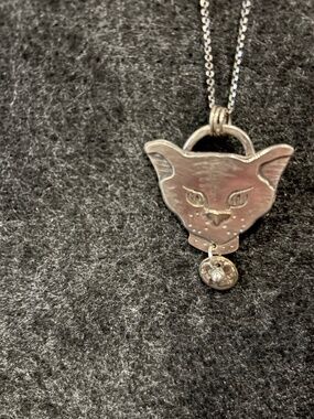 Cat Sterling Silver Pendant Necklace